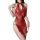 Vintage-inspired red lace cheongsam lingerie featuring high-waist cut-out design and silk-like feel, perfect for erotic wear.