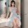 Suoqing vintage lingerie set for women - seductive strap nightdress with floral design, perfect for couples role play costume