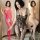 Suoqing womens lace bodysuit & sheer mesh tights set - open-crotch erotic lingerie for plus size, shown in black, pink, and w...