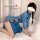 Vintage blue cheongsam dress with side slit and decorative buttons, perfect for women seeking elegant yet daring attire.
