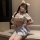Sweet & sexy jk uniform set: crop top and pleated skirt lingerie outfit with cute bow and fluffy ears.