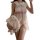 Sweet & sexy lace lingerie set - sheer mesh babydoll dress with bow straps & side slit uniform style