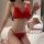 Sweet sheer lace teddy set - red velvet showcases a bold red lingerie set featuring lace and feather details, perfect for fes...