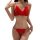 Red velvet naughty & nice new year lingerie outfit featuring sweet sheer lace teddy design with feather accents and ties.