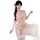 Sweet pink pearl-bikini lingerie set with ruffles, worn by a young woman with braided hair and lace thigh-highs.