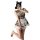 A person wearing a plaid maid costume dress with lace details, perfect for cosplay or date night outfits.