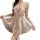 Woman wearing tangdao sensual sleepwear, a modest yet sexy lace cami nightgown with pink bow and sheer skirt.
