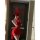 Woman in red lace taoxitang lingerie set with bunny ears, sheer sleep dress and gloves, posing seductively in mirror selfie.
