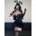 Woman wearing taoxitang sexy lingerie set with sheer lace dress, bunny ears, gloves, and stockings in a seductive pose.