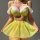 Yellow lace bra with white sheer bows and matching floral mesh mini skirt, perfect for sexy role play lingerie outfits.
