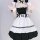 A plus-size maid cosplay dress featuring black and white colors, ruffled details, and a bow design, perfect for lolita style ...