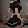 Sexy maid costume for women featuring black dress with white accents, perfect for bedroom play outfits.