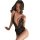 Elegant black lace lingerie set featuring a deep v-neckline and open crotch design, perfect for seductive sleepwear or rolepl...