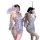 Vibrant butterfly print sheer kimono robe with lace-up design, perfect for flirty sleepwear and lingerie sets for women.