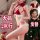 Sexy christmas-themed lingerie set featuring a red bralette with lace trim and matching panties, perfect for festive occasion...