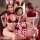 Sexy red velvet christmas & new year lingerie set with bunny ears, plus size design featuring push-up bra and matching panty ...