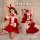 Velvet christmas lingerie set - festive new year lolita sleepwear & matching robe outfit showcases a festive red dress with w...