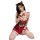 Sexy red velvet christmas lingerie set with cat ears and stockings, perfect for holiday cosplay and festive sleepwear.