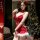 Sexy red velvet christmas lingerie set featuring padded bra and matching bottoms, perfect for festive role play costumes.