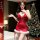 Sexy red velvet christmas lingerie set featuring padded bra and matching bottoms, perfect for festive role play costumes.