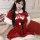 A festive santa-themed dress featuring a velvet sweet mood design, complete with a waist cinching cape and pom-pom accents, p...