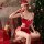 Sexy red velvet lingerie set with santa hat, perfect for role play or cosplay, featuring festive design elements.