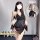 Vintage bow lace sleep dress with built-in pads, deep v-neck, backless design, elegant satin nightgown for women