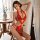 Vintage chinese floral design, strapless bodysuit with chest-revealing cut, perfect holiday outfit.