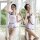 Vintage chinese-inspired lace cheongsam lingerie set featuring sheer silk blend high-slit bodysuit with traditional court sty...