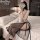 Vintage chinese-inspired lingerie set featuring a retro qipao style bodysuit with erotic mesh design, high slit, and ties.