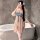 Vintage chinese-inspired sheer chiffon hanfu dress featuring a seductive palace-style doudou, perfect for elegant evening wea...