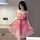 Vintage chinese-inspired sheer pink dress with red accents, perfect for sensual wear and role play.