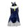 Vintage chinese-style lace cheongsam lingerie set - backless seductive sleepwear & roleplay outfit featuring navy blue fabric...