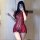 Vintage chinese-style lingerie set - embroidered lace cheongsam mini dress with backless & tied straps