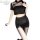 Vintage chinese-style lingerie set - silk-look cheongsam bodysuit with lace trim & sheer mesh