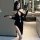Vintage chinese-style lingerie set - high-slit cheongsam sleepwear with deep v & peekaboo bust, retro -inspired erotic