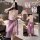 Vintage chinese qipao lingerie set - purple sheer mesh retro erotic costume with ties