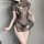 Vintage chinese qipao lingerie set - sheer retro floral embroidered sleepwear with high slit & mandarin collar