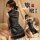 Vintage chinese qipao sleep dress set - cheongsam lingerie with slit, lace cut-out & bodycon design