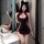 Vintage-style erotic lingerie set featuring a sexy cut-out cheongsam costume with tassels and tie straps, perfect for outdoor...