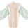 Vintage hanfu lingerie set featuring a delicate peach dress with floral embroidery and sheer green sleeves, perfect for retro...