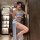 Vintage imperial chinese lingerie set for women – backless cheongsam-style corset dress with high slit & halter neck