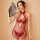 Vintage lace cheongsam lingerie set featuring sheer mesh design, high slit, and floral embroidery for an erotic yet classic l...