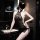 Woman wearing black vintage lace side-tie cheongsam lingerie set in modern bathroom, seductive bedroom costume with no-remove...