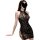 Woman wearing black vintage lace cheongsam lingerie with side ties and floral pattern, featuring a halter neck design.
