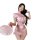 Vintage-style pink cheongsam with lace detailing, retro button-up design, perfect for enhancing small busts with a sexy date ...