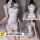Vintage sexy qipao lingerie set - sheer bodycon cheongsam costume with side-tie straps for women