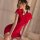 Vintage red velvet qipao-inspired erotic lingerie set with split-back design, perfect for seductive bedroom wear.