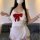 Wanhou heart apron cosplay maid costume set - sexy adult sleepwear & uniform outfit for women, featuring a white dress with r...