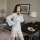 Sexy lace sheer mesh womens lingerie set, elegant robe outfit with delicate lace details, perfect for seductive sleepwear.